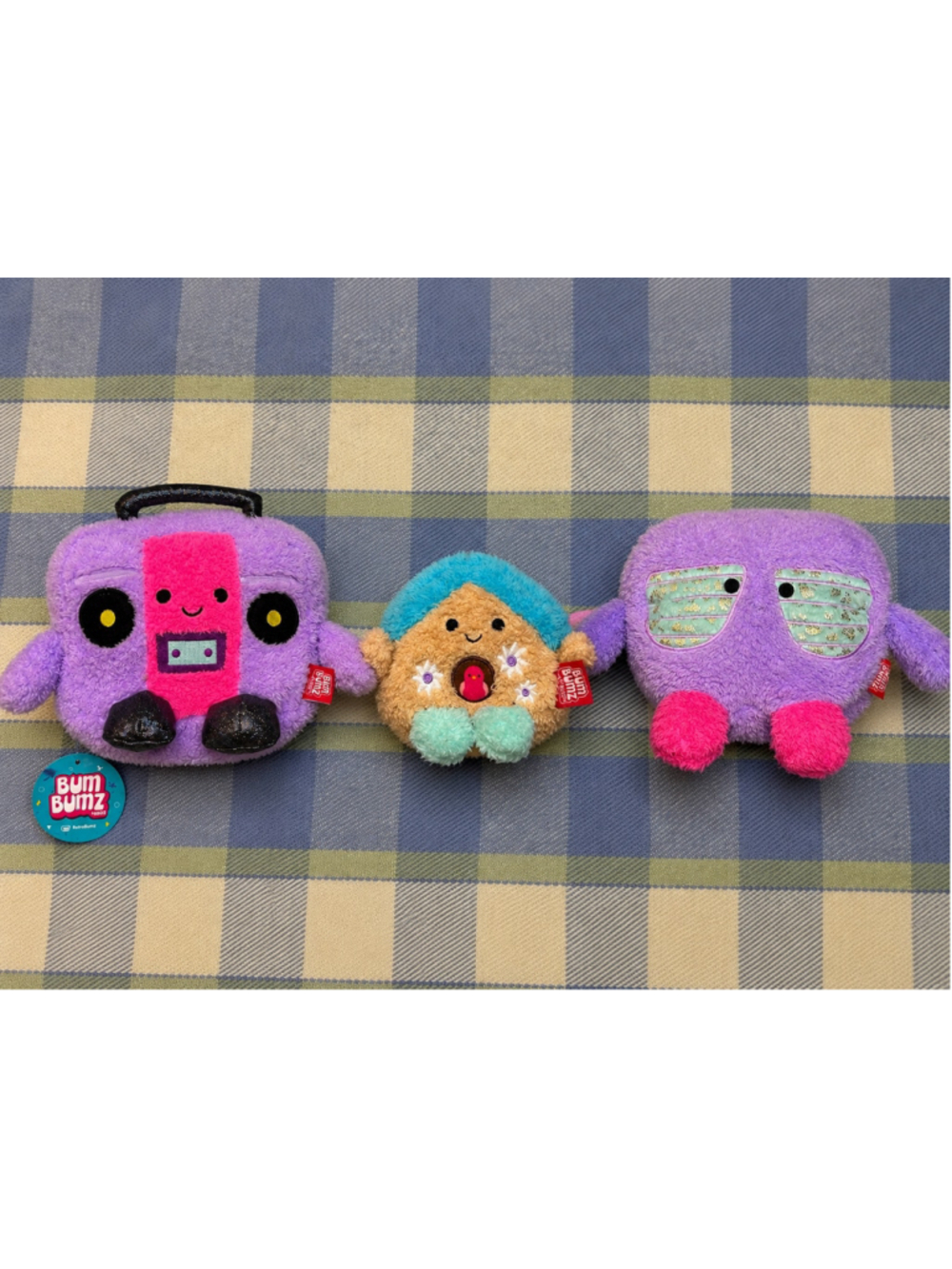 BumBumz Plush Lot of 3 Russ Purple Boombox Beige House Collectible Toys